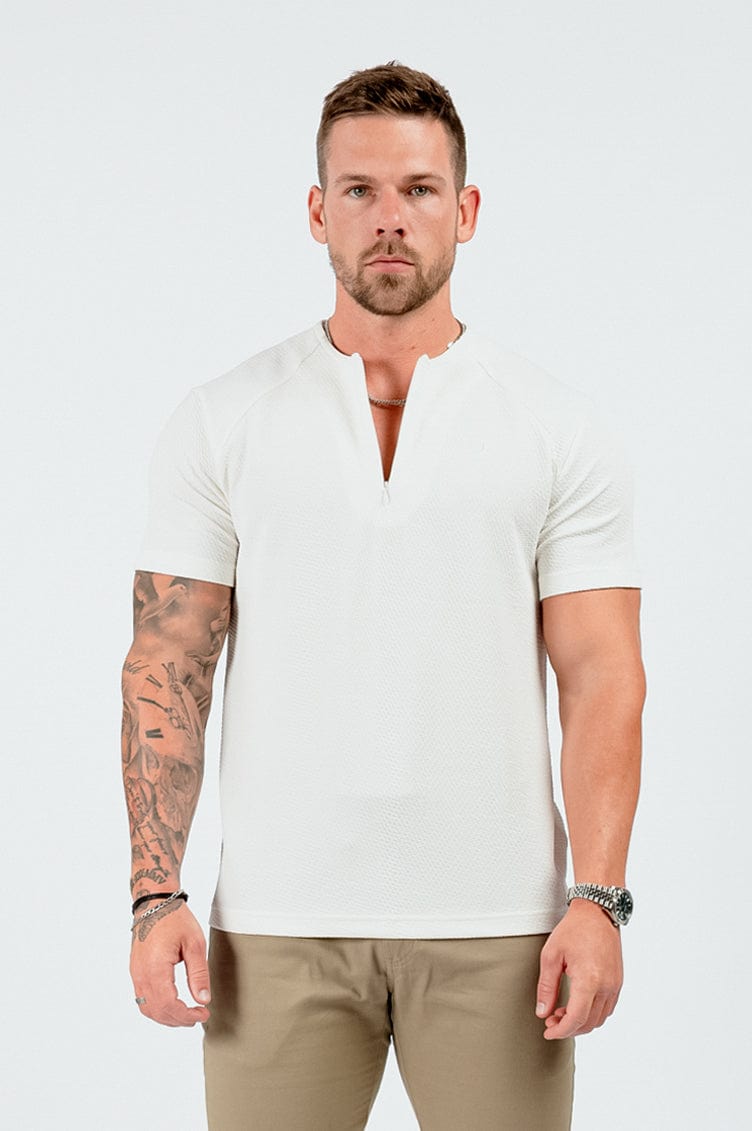 BLUSA HENLEY TEXTURIZADA - BRANCA