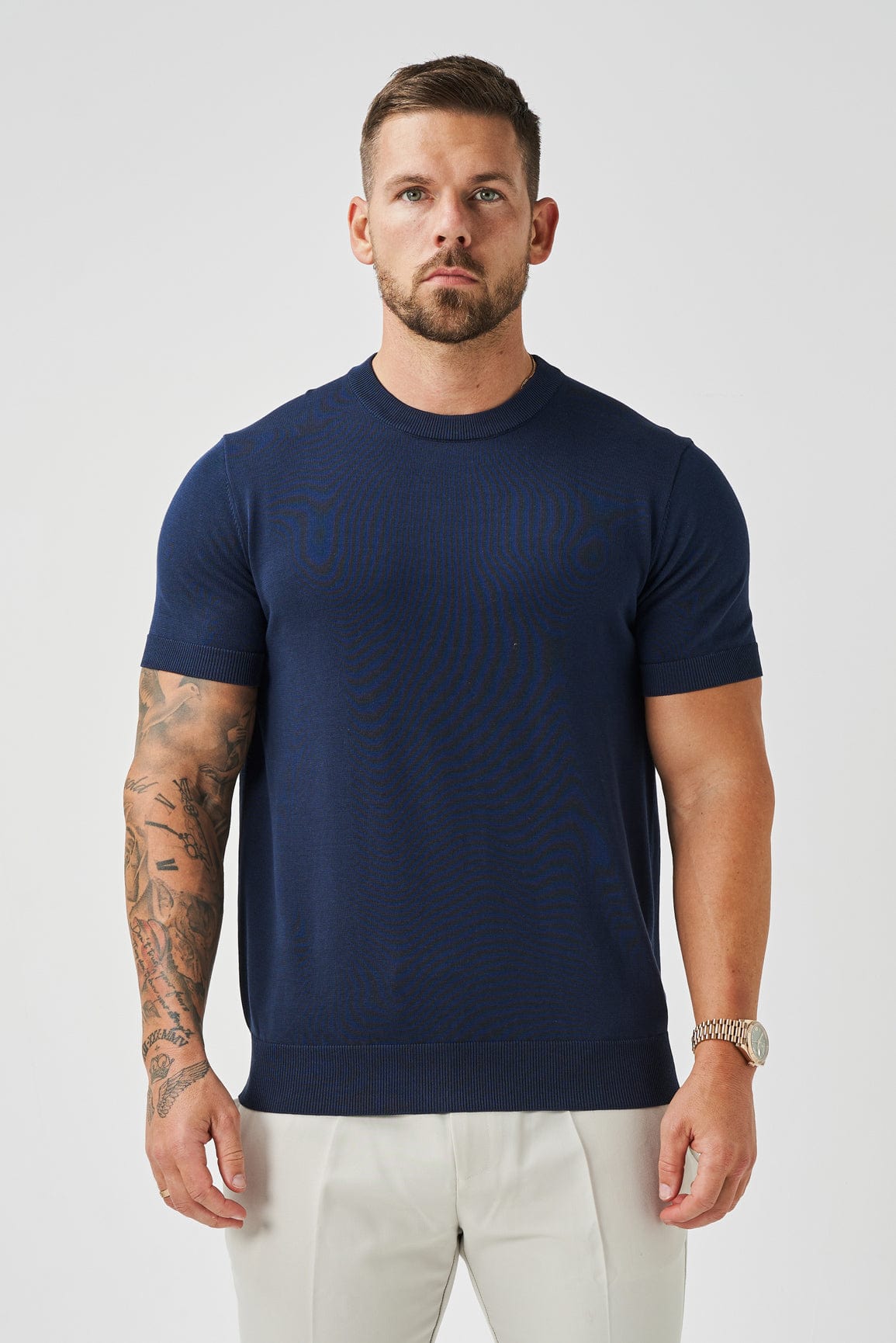 CAMISETA DE MALHA - AZUL-MARINHO