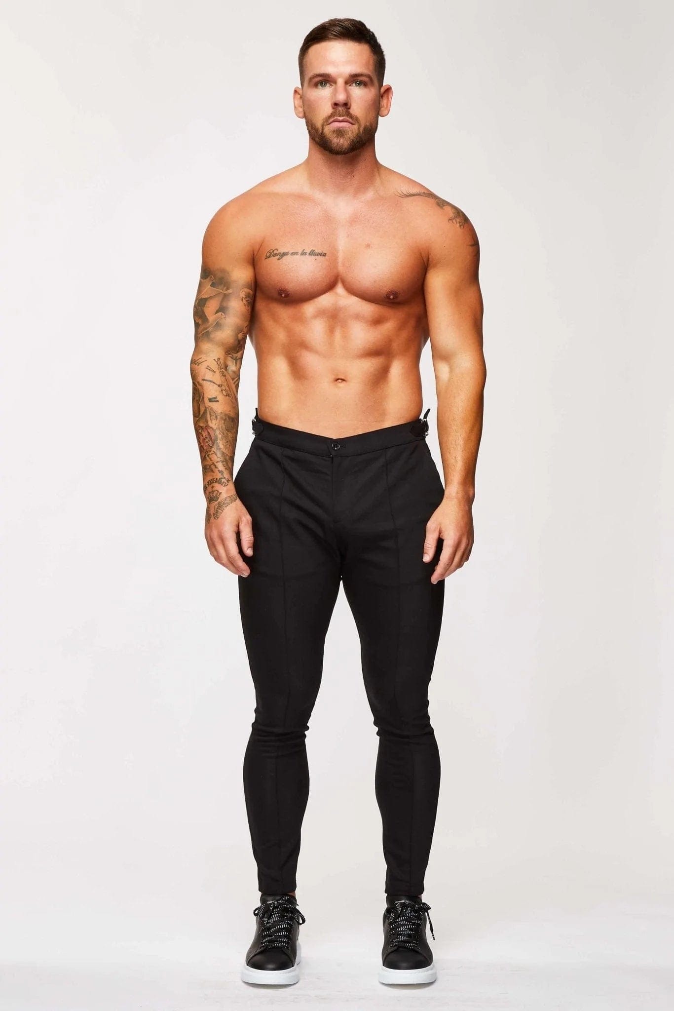 Calça Alfaiataria Masculina Slim Fit C/ Ajuste Lateral Preto Elite