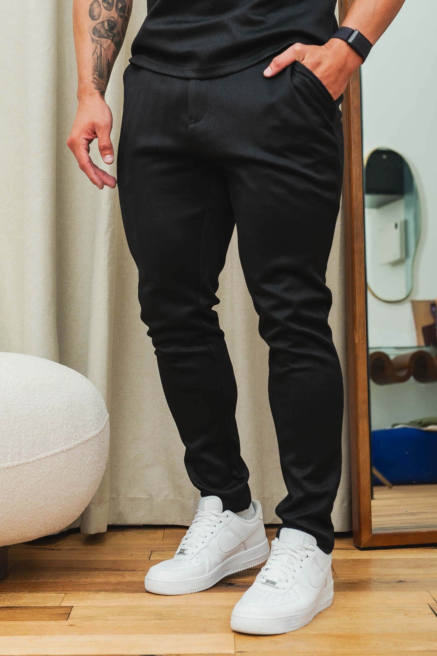 Calça Alfaiataria Masculina Slim Fit Preta Elite