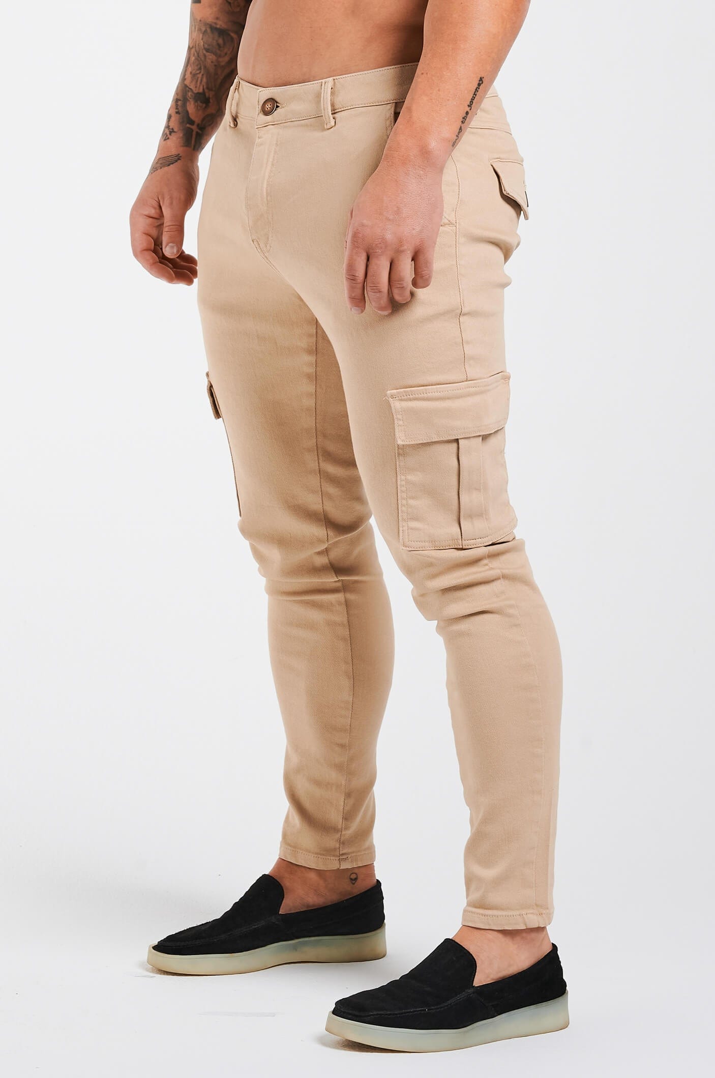 Calça Cargo Slim Fit Bege Elite