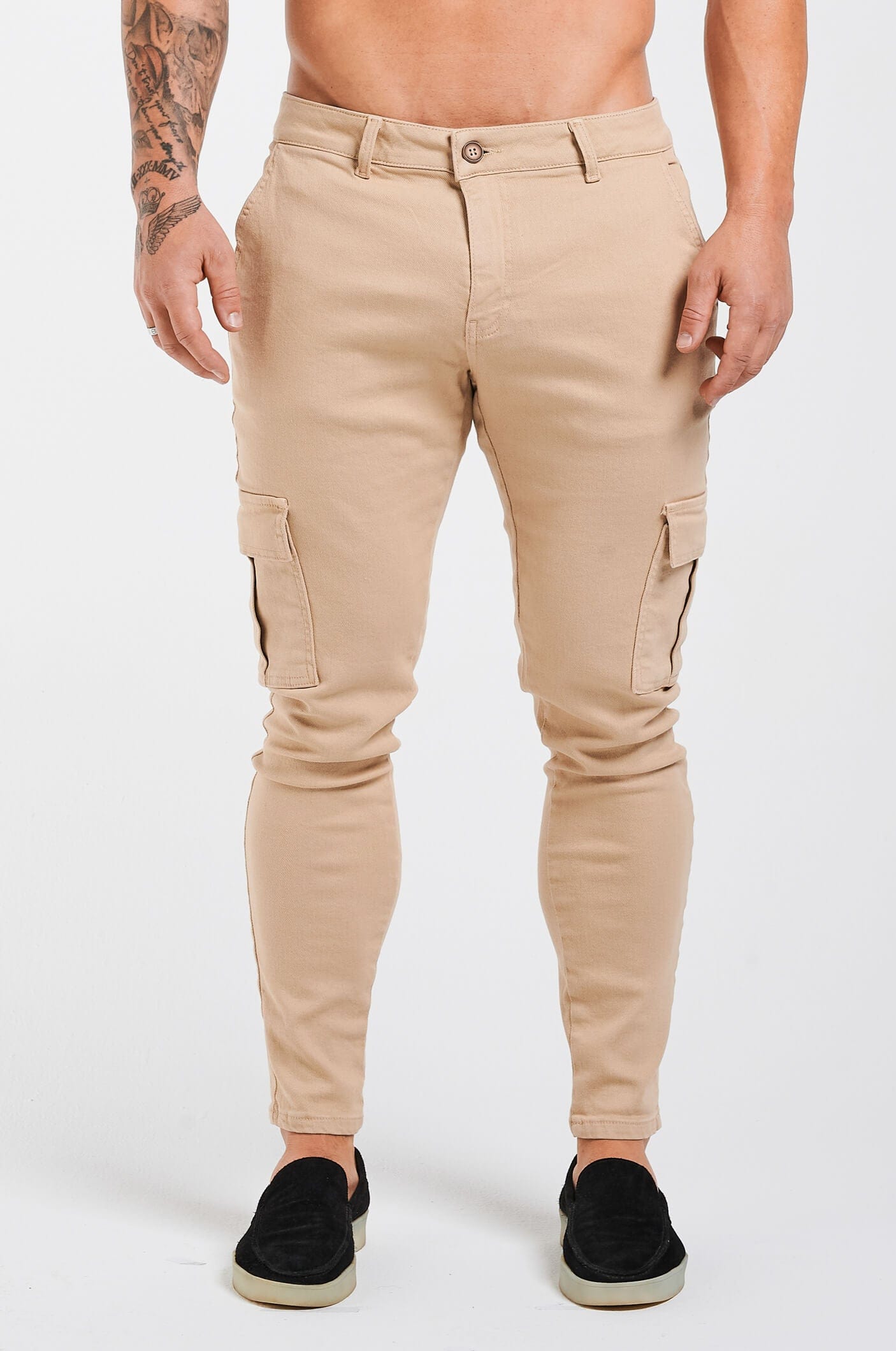 Calça Cargo Slim Fit Bege Elite