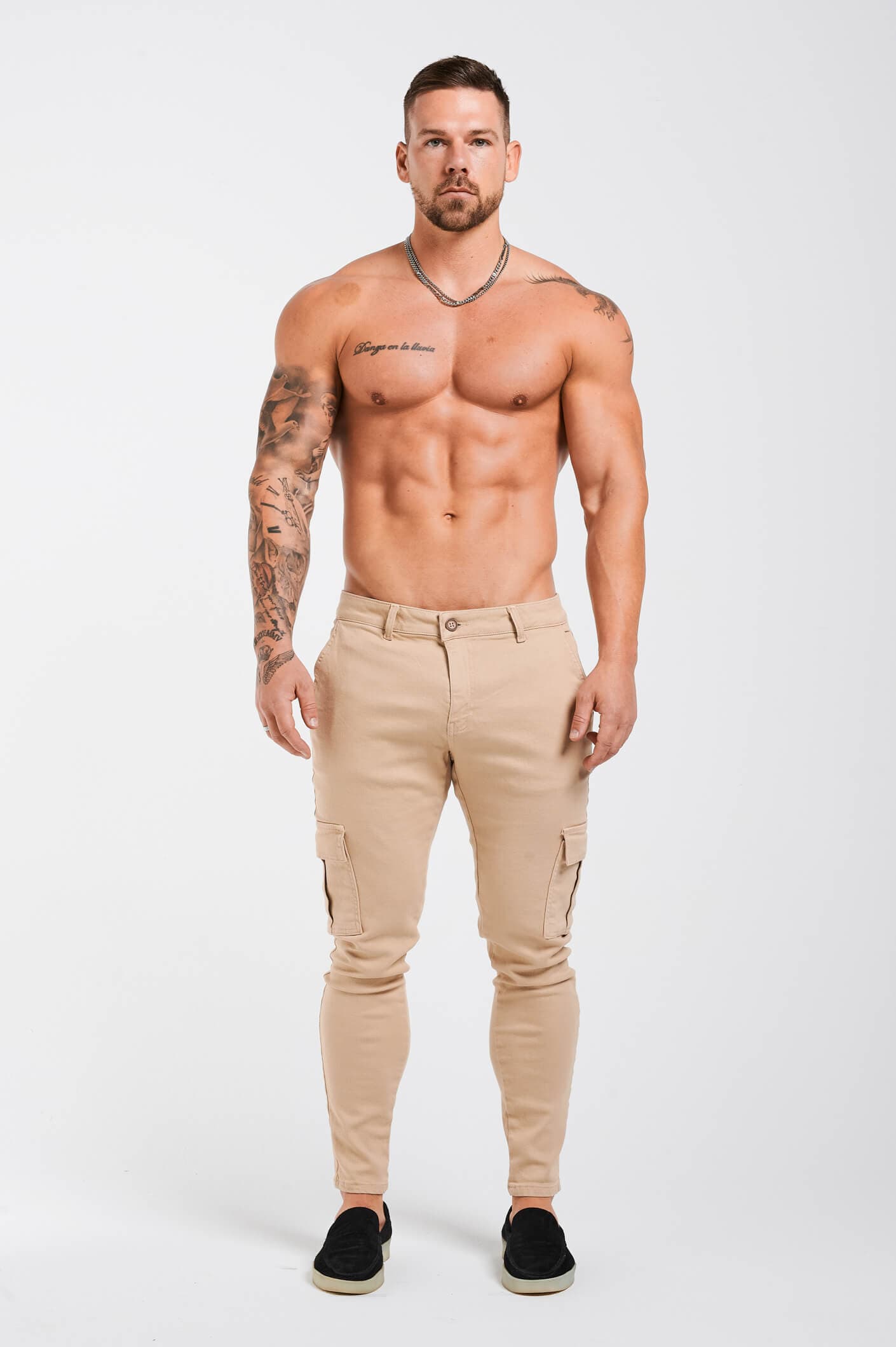 Calça Cargo Slim Fit Bege Elite