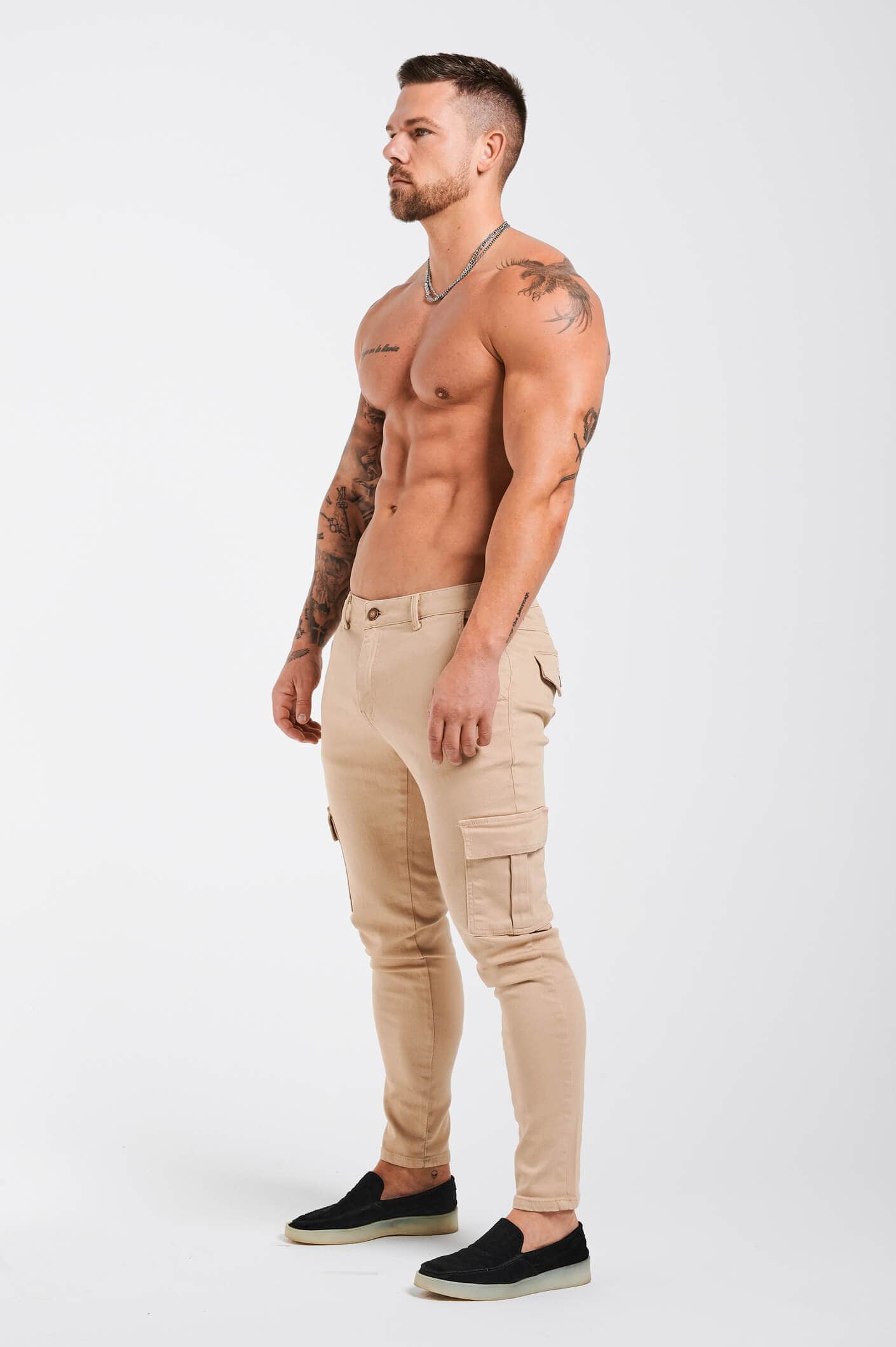 Calça Cargo Slim Fit Bege Elite