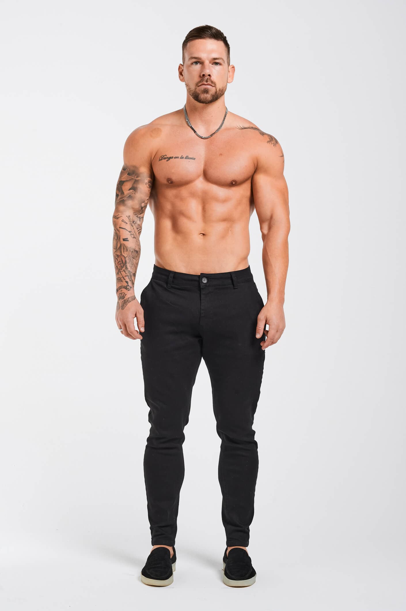 Calça Chino Texturizada Stretch Preta Elite