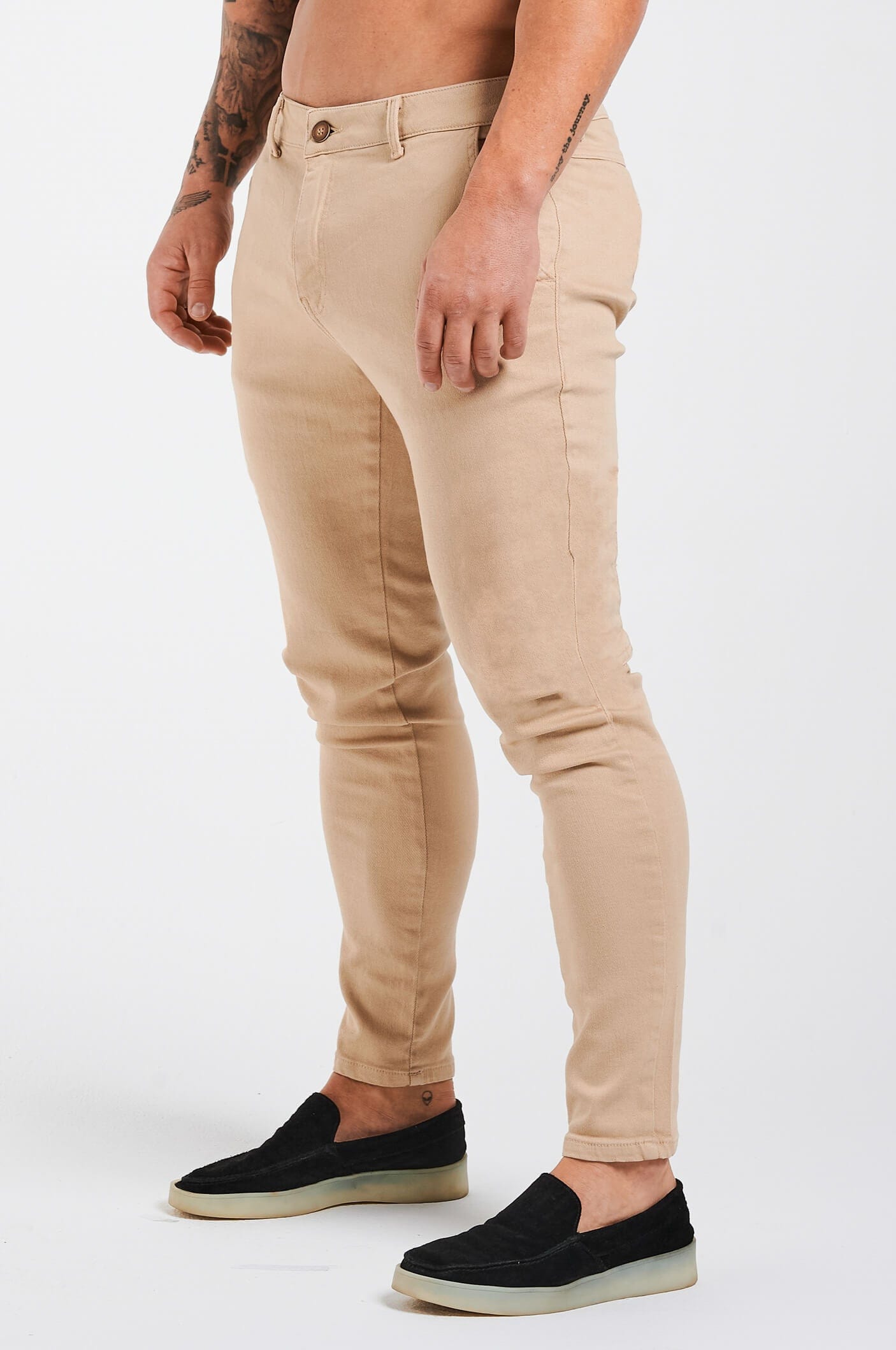 Calça Chino Texturizada Stretch Skinny Elite Bege