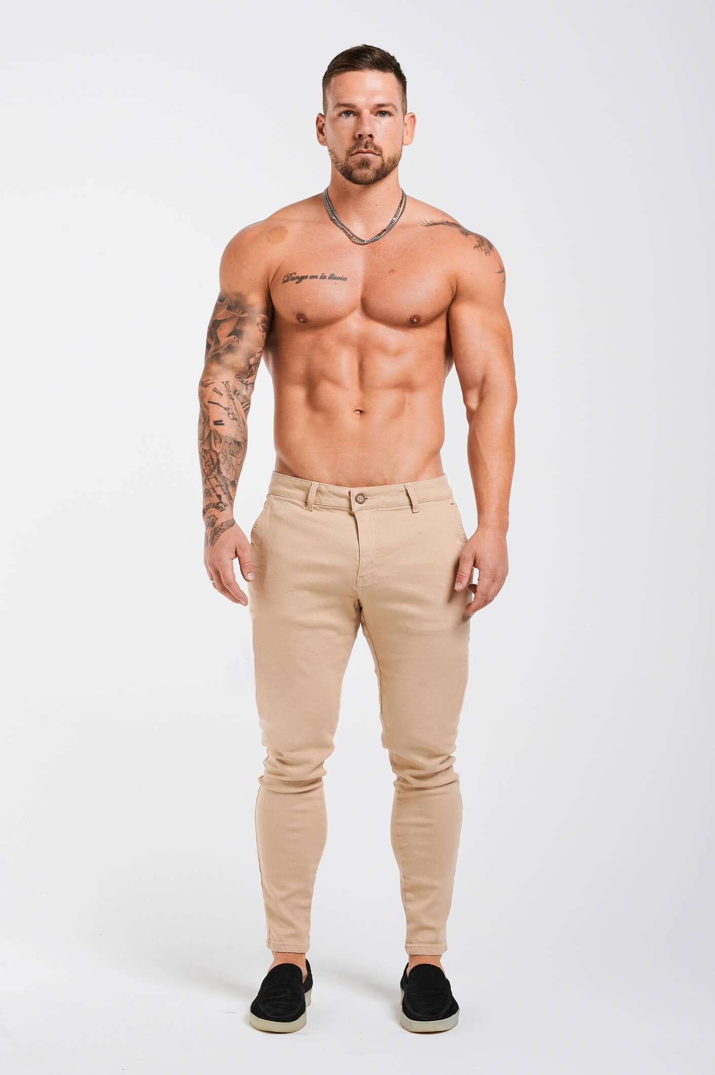 Calça Chino Texturizada Stretch Skinny Elite Bege