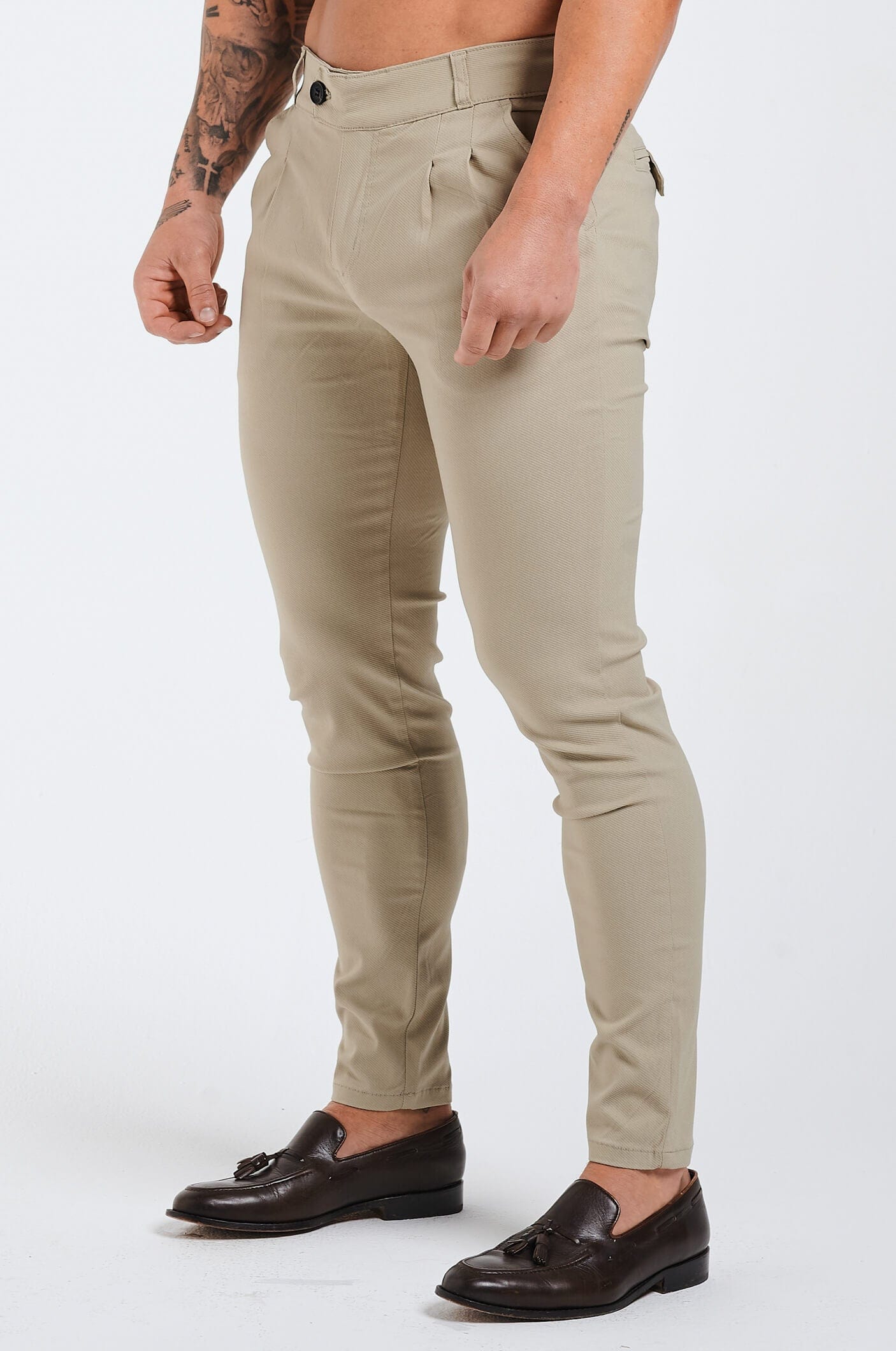 Calça Masculina Slim Fit Caqui Elite