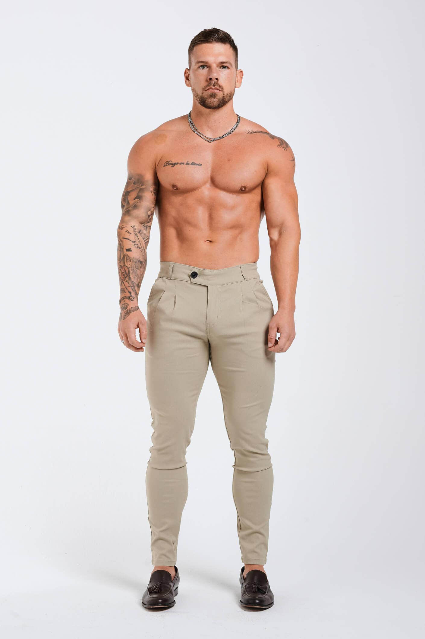 Calça Masculina Slim Fit Caqui Elite