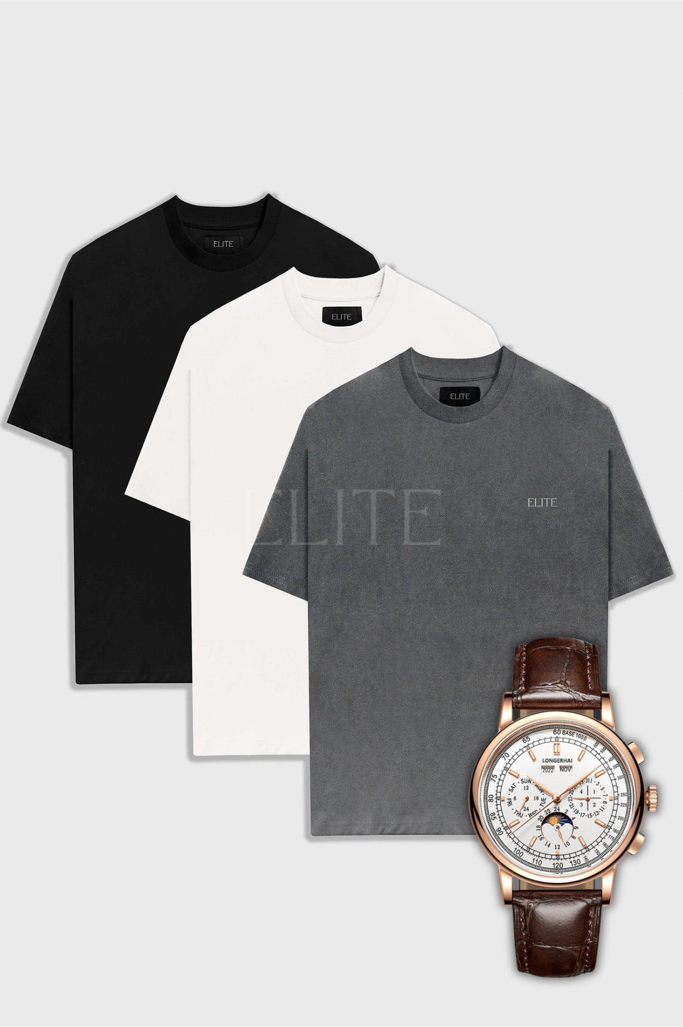 Kit 3 Camisas T-Shirt Elite + Brinde Relógio Elite Grátis