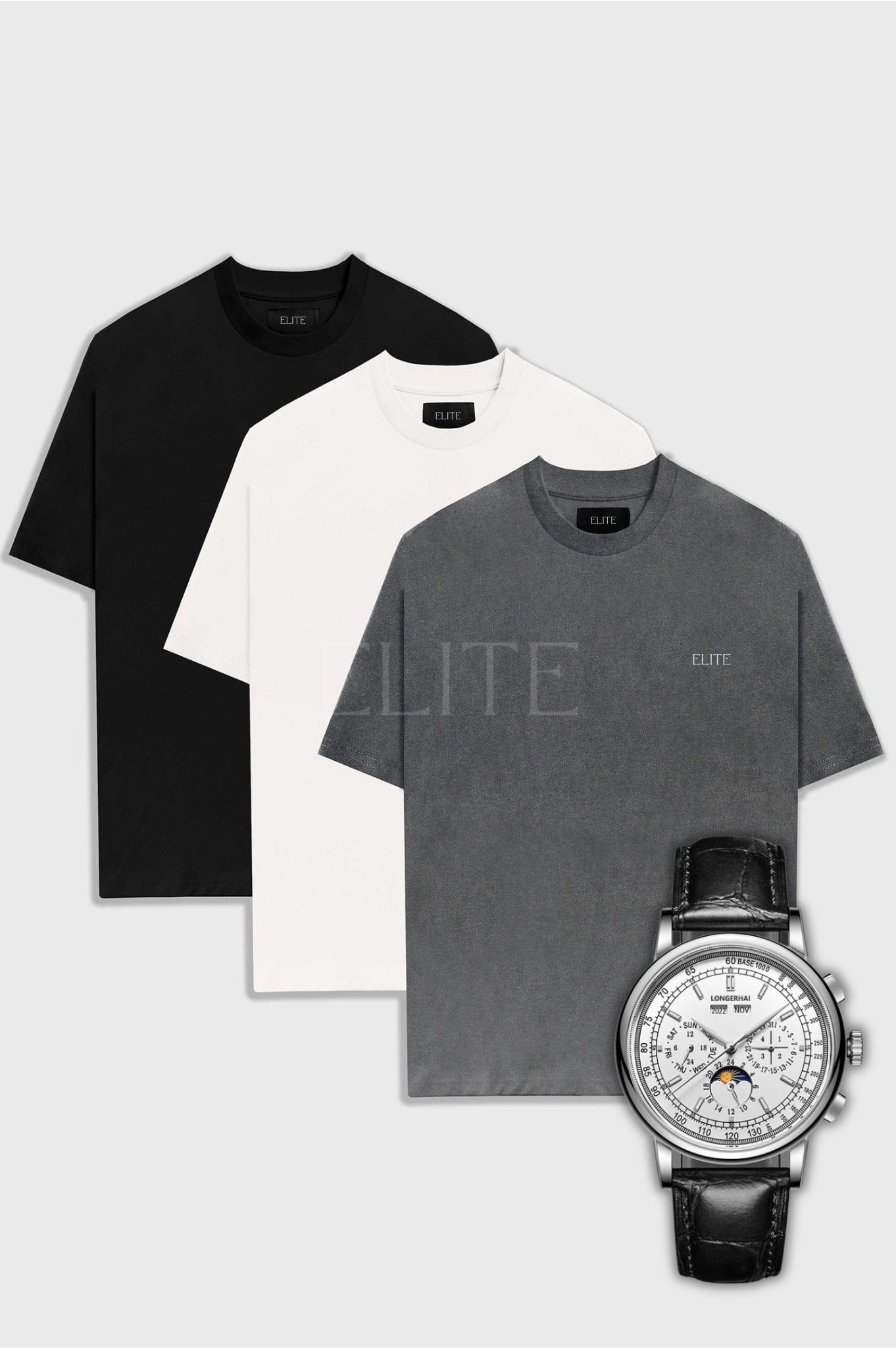 Kit 3 Camisas T-Shirt Elite + Brinde Relógio Elite Grátis