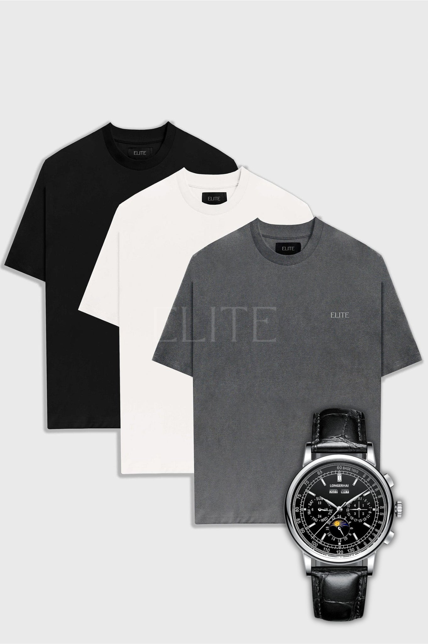 Kit 3 Camisas T-Shirt Elite + Brinde Relógio Elite Grátis